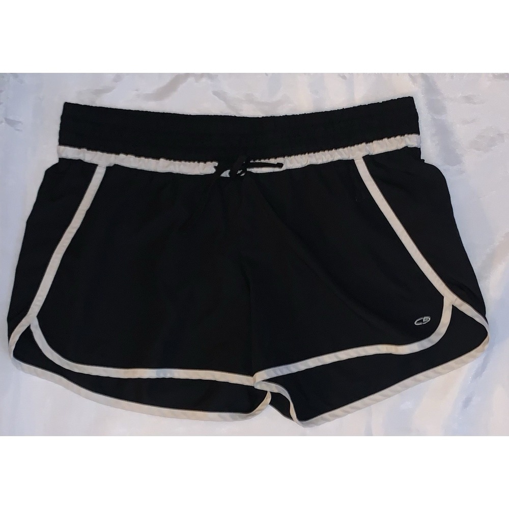 C9 CHAMPION Women's Black White Trim Athletic Short TIE WAIST ELASTIC Large 2020